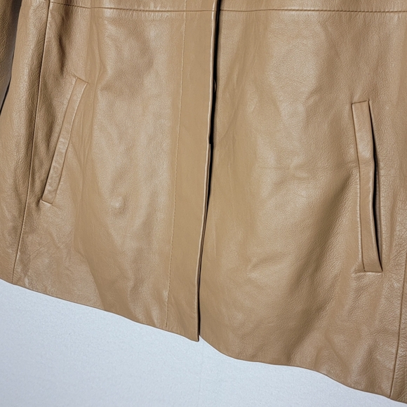 Preston & York Women's Tan Lamb Skin Leather Jacket Size Large - Picture 6 of 9